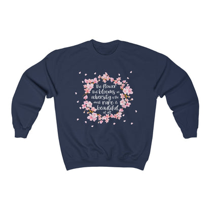 The flower that blooms in adversity, is the most rare & beautiful of all Mulan  Heavy Blend™ Crewneck Sweatshirt 