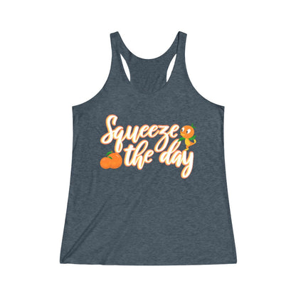 Squeeze the day Orange Bird Flower and Garden Festival Tri-Blend Racerback Tank 