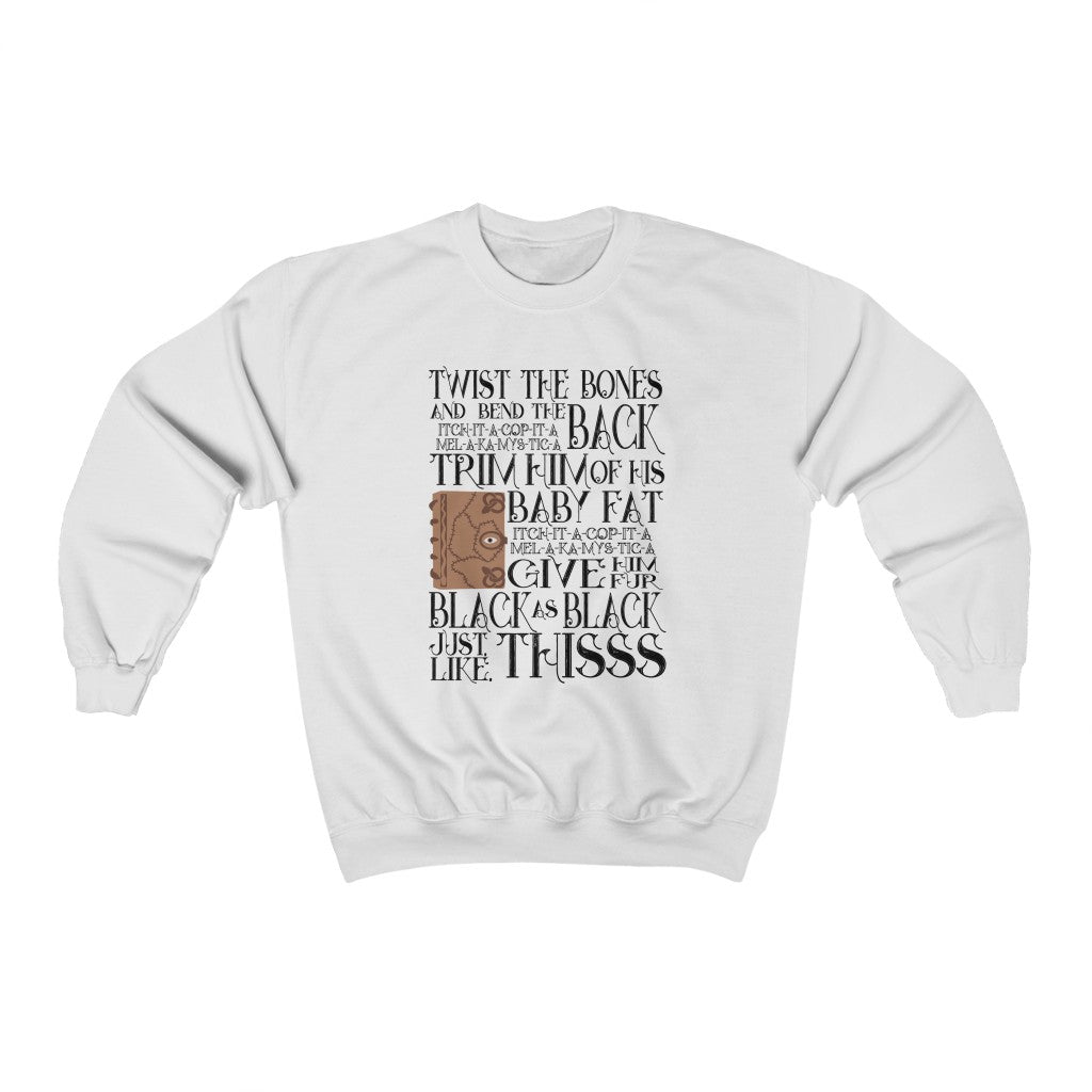 Twist the Bones and bend the back Hocus Pocus Spell Book Heavy Blend Crewneck Sweatshirt