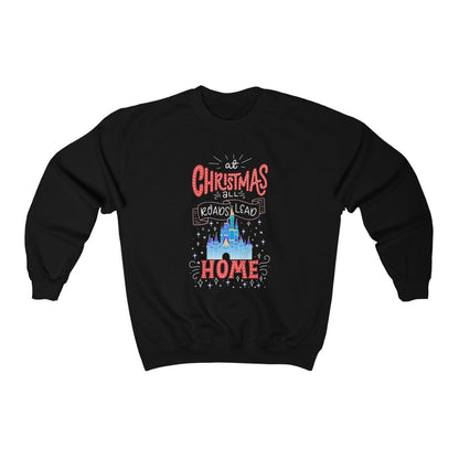 At Christmas all roads lead Home Magic Kingdom Unisex Heavy Blend™ Crewneck Sweatshirt 