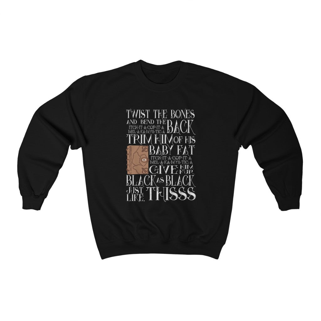 Twist the Bones and bend the back Hocus Pocus Spell Book Heavy Blend Crewneck Sweatshirt