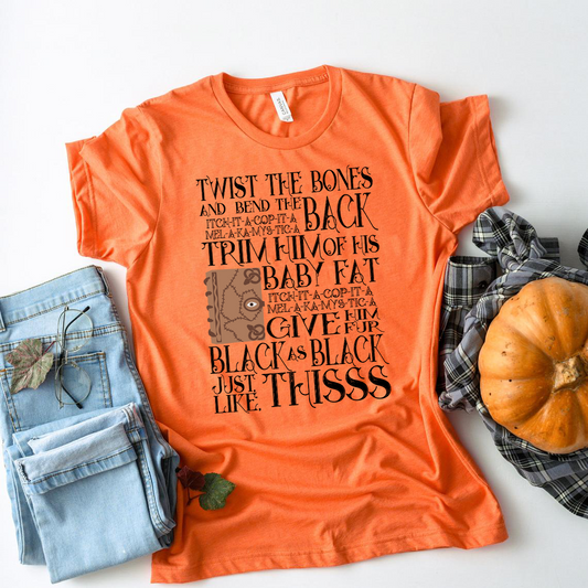 Twist the Bones and bend the back Hocus Pocus Spell Book Shirt