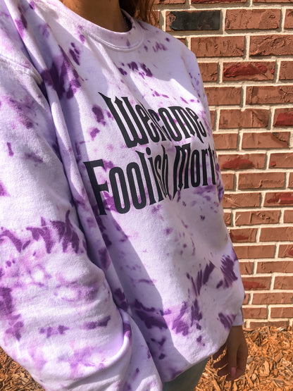 Welcome Foolish Mortals Haunted Mansion Tie Dye Heavy Blend Crewneck Sweatshirt 
