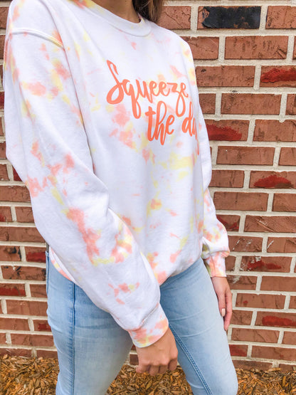 Squeeze the Day Tie Dye Heavy Blend Crewneck Sweatshirt 