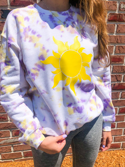 Tangled Sun Tie Dye Heavy Blend Crewneck Sweatshirt 