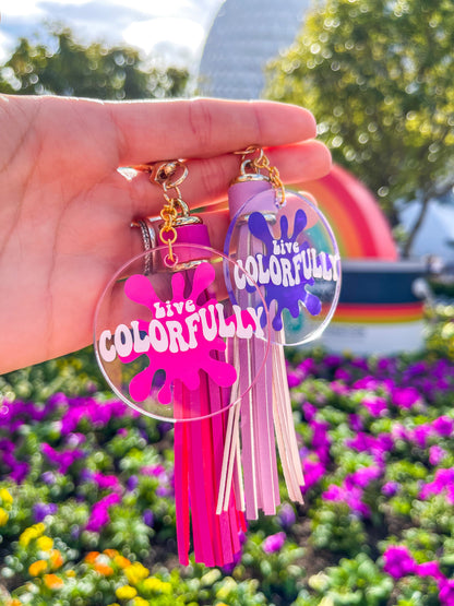 Live Colorfully Acrylic Keychain - The Bold Designer