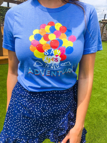 Say Yes to New Adventures Up Shirt, Blue, Small - The Bold Designer