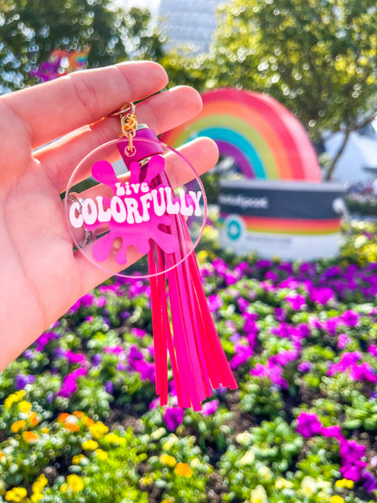 Live Colorfully Acrylic Keychain - The Bold Designer