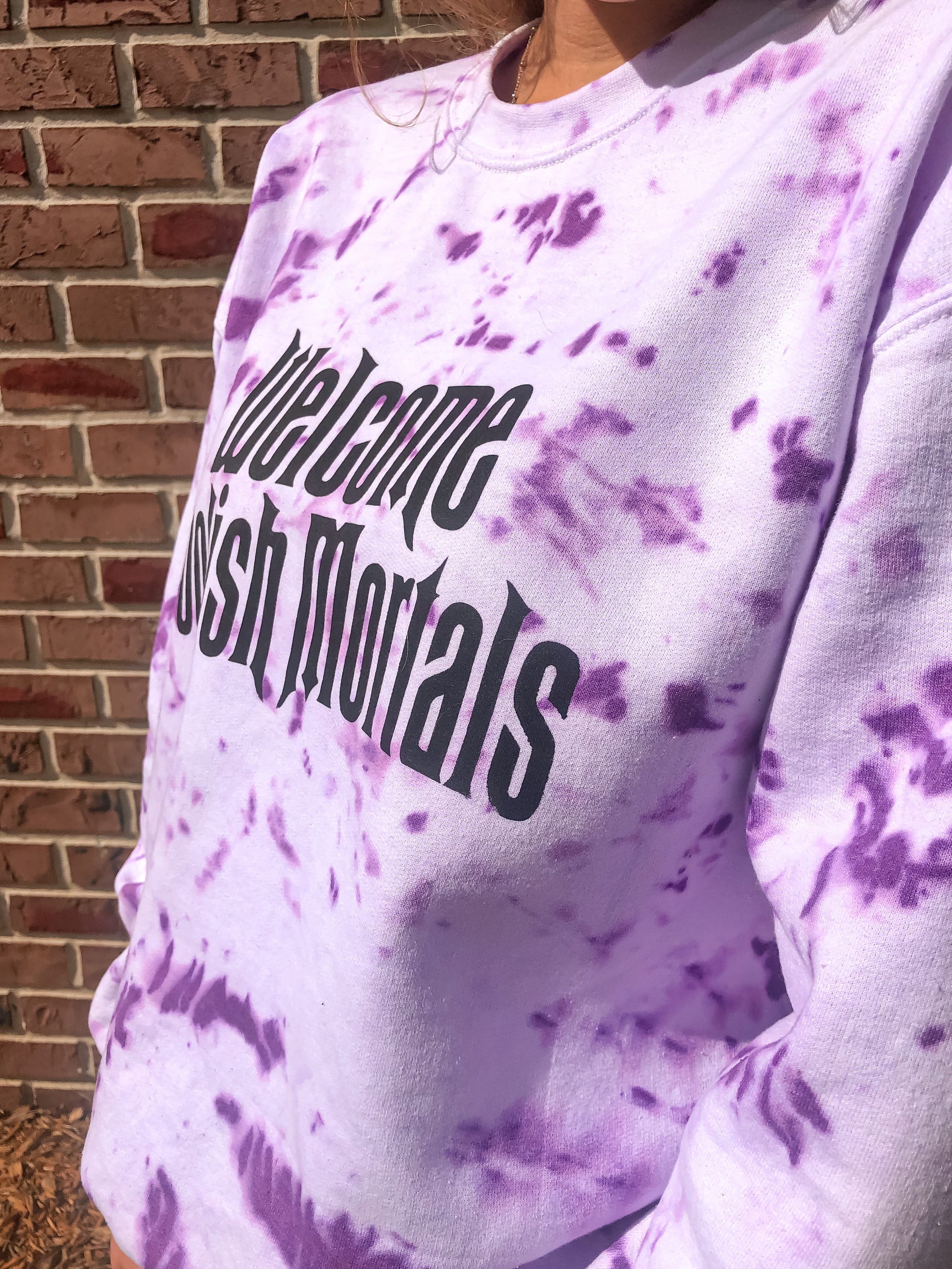 Welcome Foolish Mortals Haunted Mansion Tie Dye Heavy Blend Crewneck Sweatshirt - The Bold Designer