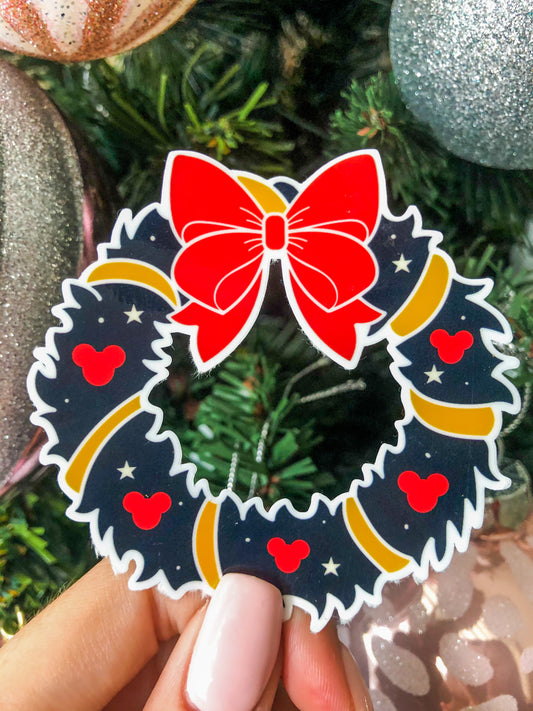 Mickey Christmas Wreath Sticker - The Bold Designer