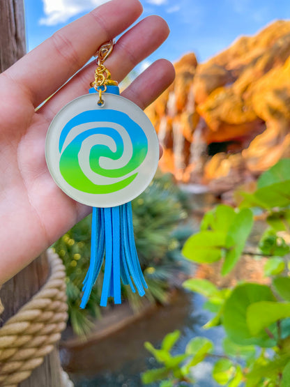 How far will I go Moana Swirl Sign Ombre Hand Painted Acrylic Keychain - The Bold Designer
