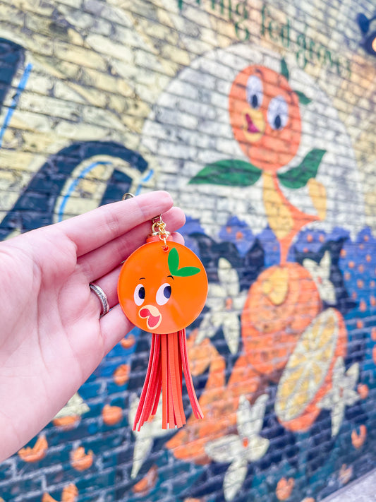Hello Sunshine Orange Bird Hand Painted Acrylic Keychain