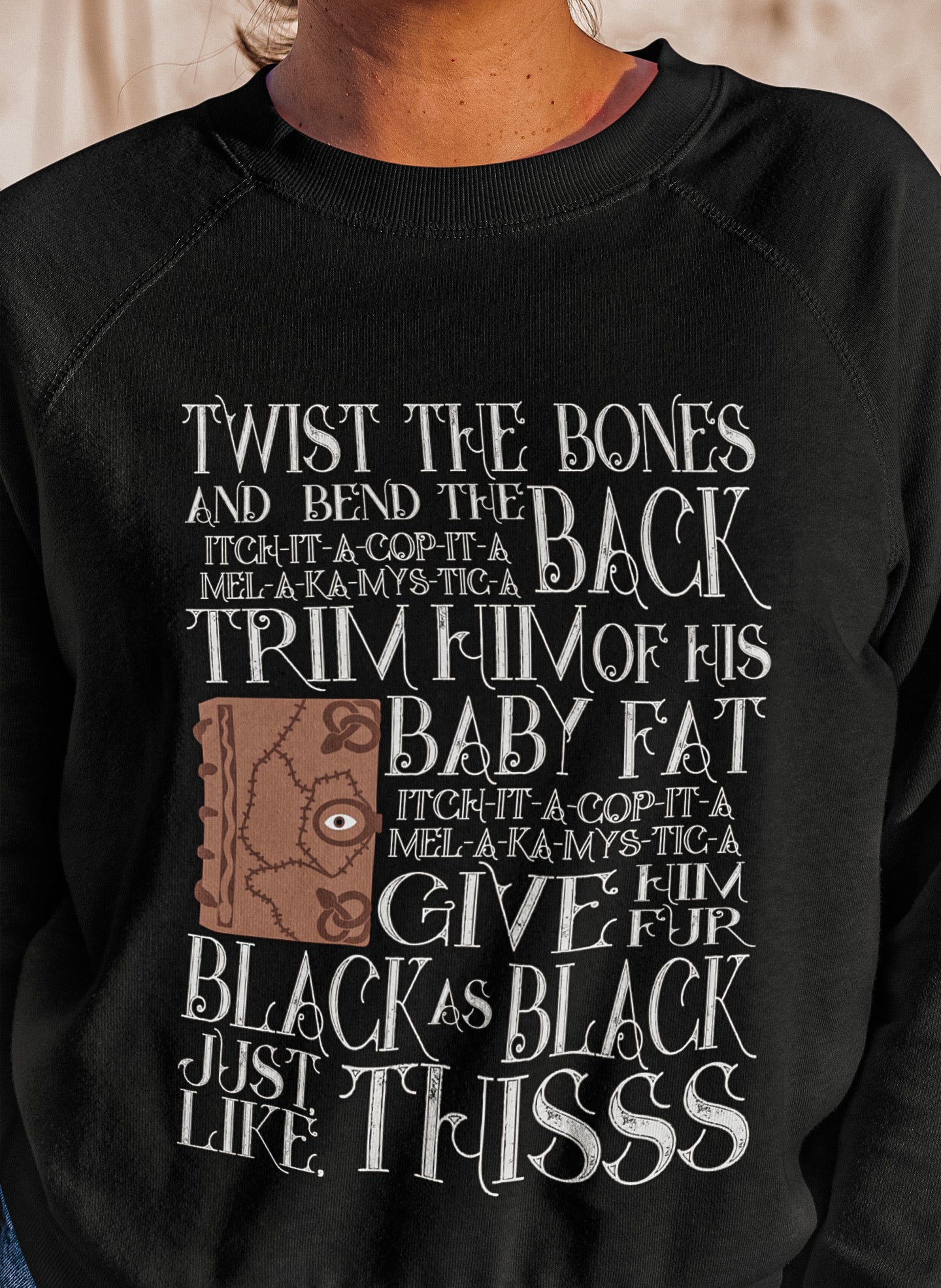 Twist the Bones and bend the back Hocus Pocus Spell Book Heavy Blend Crewneck Sweatshirt